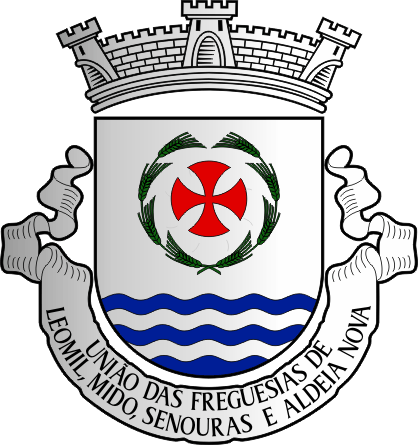 Brasão da União das freguesias de Leomil, Mido, Senouras e Aldeia Nova - Leomil, Mido, Senouras e Aldeia Nova civil parishes union coat-of-arms Brasão da União das freguesias de Leomil, Mido, Senouras e Aldeia Nova - Leomil, Mido, Senouras e Aldeia Nova civil parishes union coat-of-arms