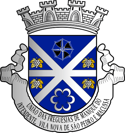 Brasão da União das freguesias de Manique do Intendente, Vila Nova de São Pedro e Maçussa - Manique do Intendente, Vila Nova de São Pedro and Maçussa civil parishes union coat-of-arms