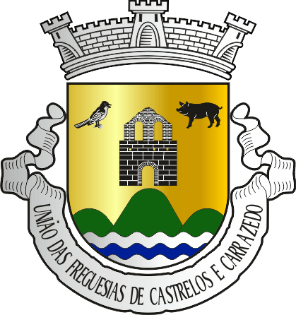 Brasão da União das freguesias de Castrelos e Carrazedo - Castrelos and Carrazedo civil parish union, coat-of-arms Brasão da União das freguesias de Castrelos e Carrazedo - Castrelos and Carrazedo civil parish union, coat-of-arms