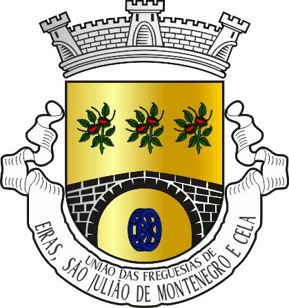 Brasão da União das freguesias de Eiras, São Julião de Montenegro e Cela - Eiras, São Julião de Montenegro and Cela civil parishes union coat-of-arms Brasão da União das freguesias de Eiras, São Julião de Montenegro e Cela - Eiras, São Julião de Montenegro and Cela civil parishes union coat-of-arms