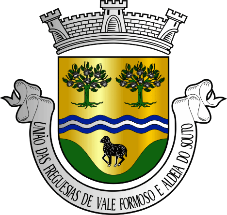 Brasão da União das freguesias de Vale Formoso e Aldeia do Souto - Vale Formoso and Aldeia do Souto civil parishes union coat-of-arms Brasão da União das freguesias de Vale Formoso e Aldeia do Souto - Vale Formoso and Aldeia do Souto civil parishes union coat-of-arms