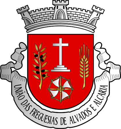 Brasão da União das freguesias de Alvados e Alcaria - Alvados e Alcaria civil parishes union coat-of-arms Brasão da União das freguesias de Alvados e Alcaria - Alvados e Alcaria civil parishes union coat-of-arms
