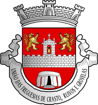Brasão da União das freguesias de Crasto, Ruivos e Grovelas - Crasto, Ruivos and Grovelas civil parishes union coat-of-arms Brasão da União das freguesias de Crasto, Ruivos e Grovelas - Crasto, Ruivos and Grovelas civil parishes union coat-of-arms