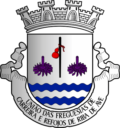 Brasão da União das freguesias de Carreira e Refojos de Riba de Ave - Carreira and Refojos de Riba de Ave civil parishes union coat-of-arms Brasão da União das freguesias de Carreira e Refojos de Riba de Ave - Carreira and Refojos de Riba de Ave civil parishes union coat-of-arms