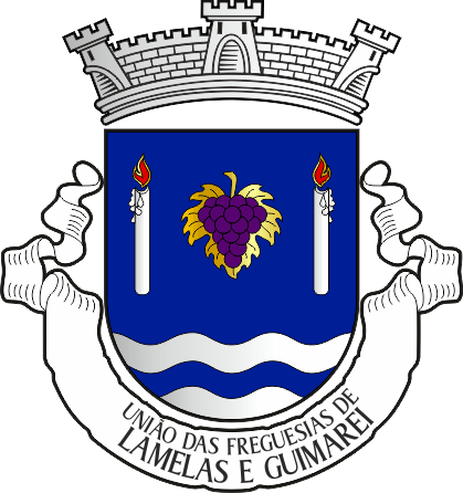 Brasão da União das freguesias de Lamelas e Guimarei - Lamelas and Guimarei civil parishes union, coat-of-arms Brasão da União das freguesias de Lamelas e Guimarei - Lamelas and Guimarei civil parishes union, coat-of-arms