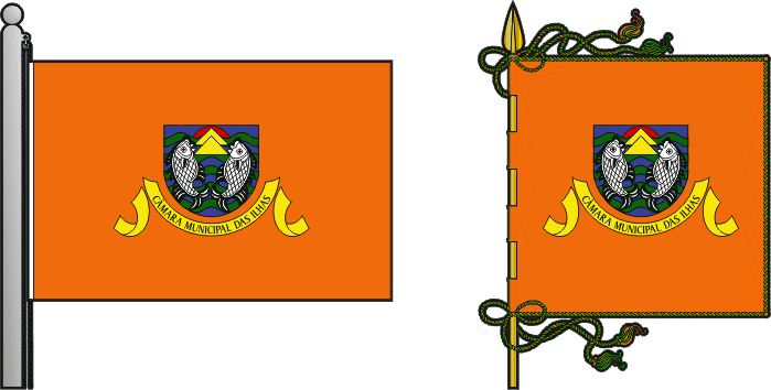 Bandeira e estandarte do Concelho das Ilhas - Ilhas municipal flag and banner Bandeira e estandarte do Concelho das Ilhas - Ilhas municipal flag and banner