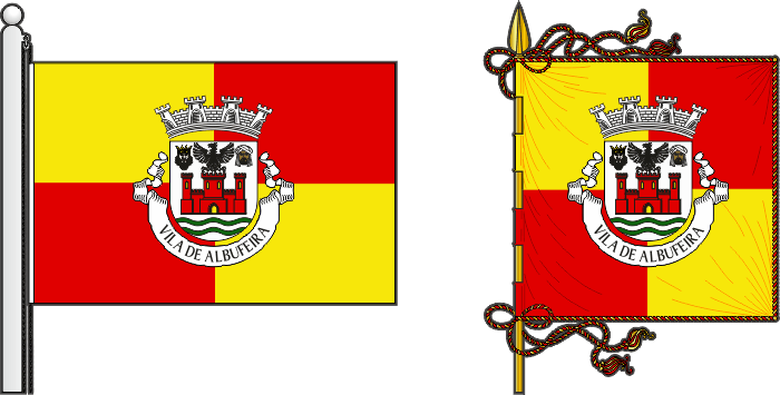 Bandeira e estandarte do Município de Albufeira - Albufeira municipal flag and banner Bandeira e estandarte do Município de Albufeira - Albufeira municipal flag and banner