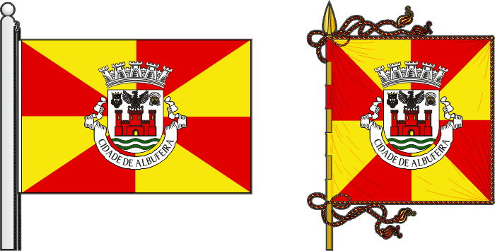 Bandeira e estandarte do Município de Albufeira - Albufeira municipal flag and banner Bandeira e estandarte do Município de Albufeira - Albufeira municipal flag and banner