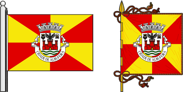 Bandeira e estandarte do Município de Albufeira - Albufeira municipal flag and banner Bandeira e estandarte do Município de Albufeira - Albufeira municipal flag and banner