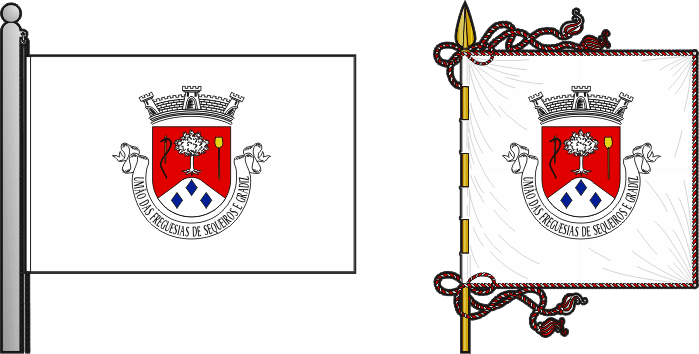 Bandeira e estandarte da União das freguesias de Sequeiros e Gradiz - Sequeiros and Gradiz civil parishes union flag and banner Bandeira e estandarte da União das freguesias de Sequeiros e Gradiz - Sequeiros and Gradiz civil parishes union flag and banner