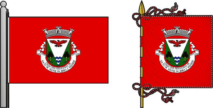 Bandeira e estandarte da União das freguesias de Souto de Aguiar da Beira e Valverde - Souto de Aguiar da Beira and Valverde civil parishes union flag and banner Bandeira e estandarte da União das freguesias de Souto de Aguiar da Beira e Valverde - Souto de Aguiar da Beira and Valverde civil parishes union flag and banner