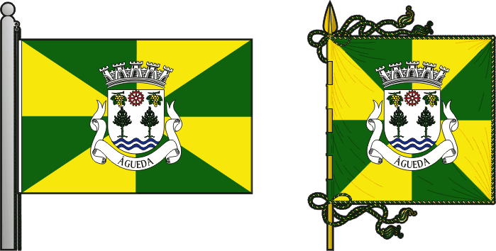Bandeira e estandarte do Município de Águeda - Águeda municipal flag and banner Bandeira e estandarte do Município de Águeda - Águeda municipal flag and banner