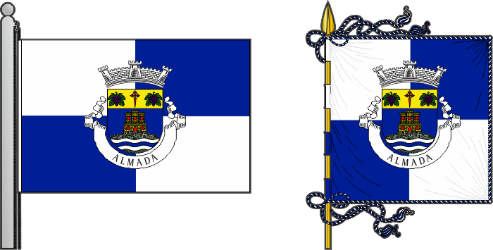 Bandeira e estandarte da antiga freguesia de Almada - Almada former civil parish, flag and banner