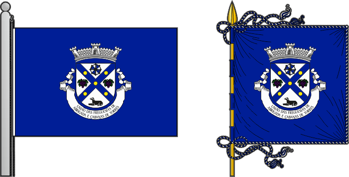 Bandeira e estandarte da União das freguesias de Abrigada e Cabanas de Torres - Abrigada e Cabanas de Torres civil parishes union, flag and banner Bandeira e estandarte da União das freguesias de Abrigada e Cabanas de Torres - Abrigada e Cabanas de Torres civil parishes union, flag and banner