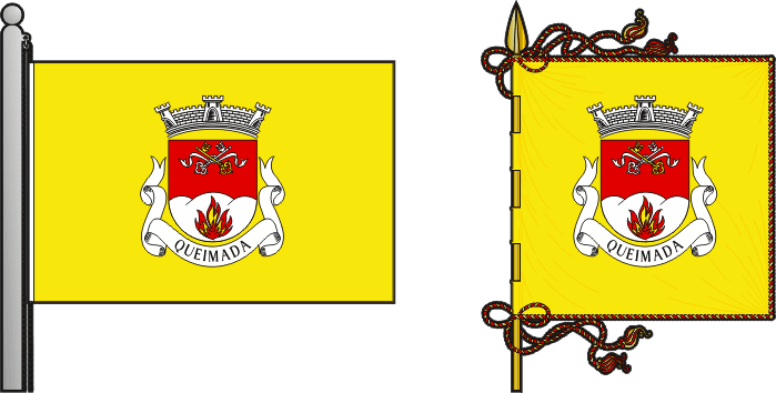 Bandeira e estandarte da freguesia de Queimada - Queimada civil parish, flag and banner Bandeira e estandarte da freguesia de Queimada - Queimada civil parish, flag and banner