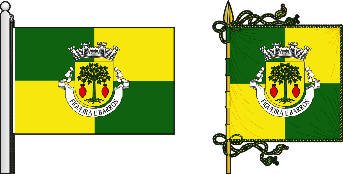 Bandeira e estandarte da freguesia de Figueira e Barros - Figueira and Barros civil parish, flag and banner