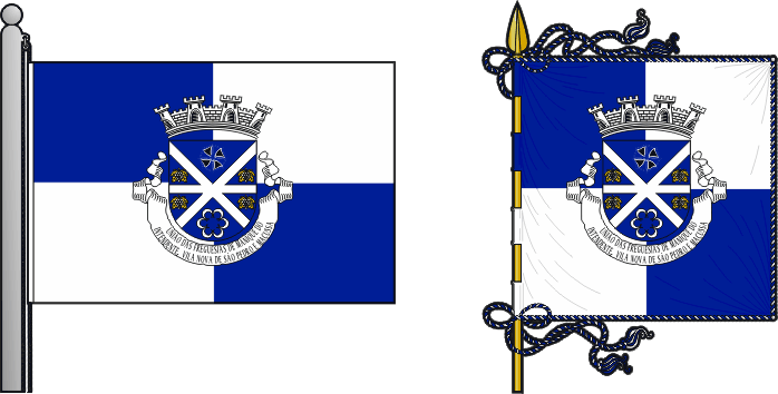 Bandeira e estandarte da União das freguesias de Manique do Intendente, Vila Nova de São Pedro e Maçussa - Manique do Intendente, Vila Nova de São Pedro and Maçussa civil parishes union flag and banner