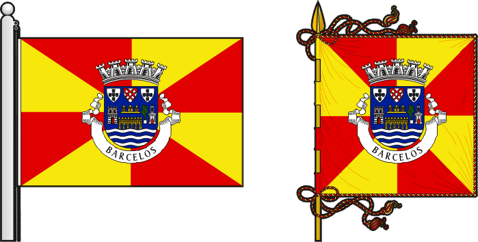 Bandeira e estandarte do Município de Barcelos - Barcelos municipal flag and banner Bandeira e estandarte do Município de Barcelos - Barcelos municipal flag and banner