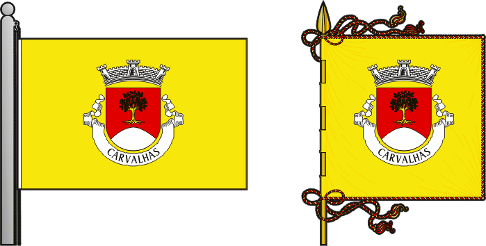 Bandeira e estandarte da freguesia de Carvalhas - Carvalhas civil parish, flag and banner