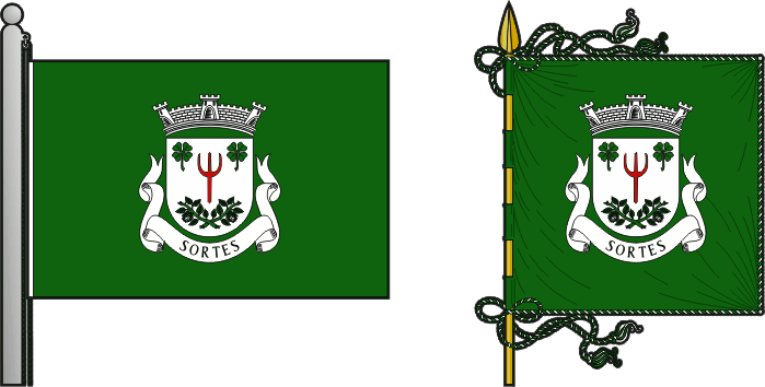 Bandeira e estandarte da freguesia de Sortes - Sortes civil parish, flag and banner Bandeira e estandarte da freguesia de Sortes - Sortes civil parish, flag and banner