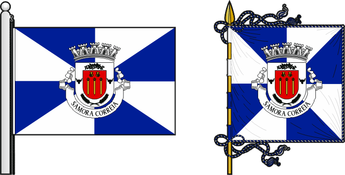 Bandeira e estandarte da freguesia de Samora Correia - Samora Correia civil parish, flag and banner Bandeira e estandarte da freguesia de Samora Correia - Samora Correia civil parish, flag and banner