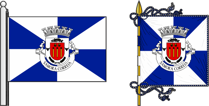 Bandeira e estandarte da freguesia de Samora Correia - Samora Correia civil parish, flag and banner Bandeira e estandarte da freguesia de Samora Correia - Samora Correia civil parish, flag and banner