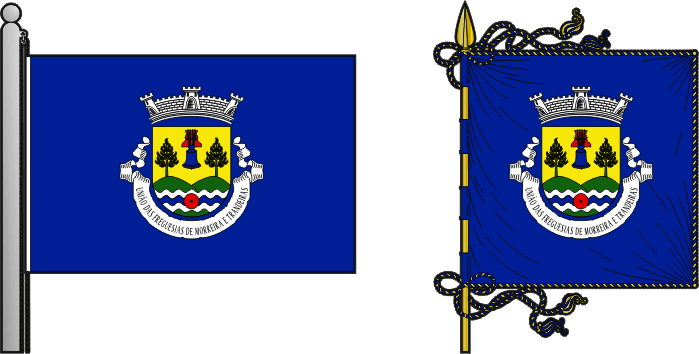 Bandeira e estandarte da União das freguesias de Morreira e Trandeiras - Morreira and Trandeiras civil parishes union flag and banner Bandeira e estandarte da União das freguesias de Morreira e Trandeiras - Morreira and Trandeiras civil parishes union flag and banner