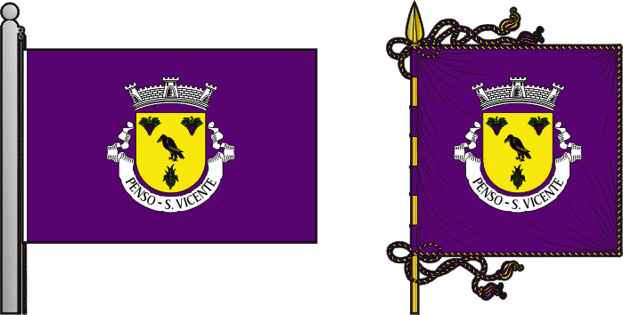 Bandeira e estandarte da antiga freguesia de Penso (São Vicente) - Penso (São Vicente) former civil parish, flag and banner Bandeira e estandarte da antiga freguesia de Penso (São Vicente) - Penso (São Vicente) former civil parish, flag and banner