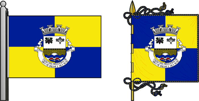Bandeira e estandarte da União das freguesias de Arco de Baúlhe e Vila Nune - Arco de Baúlhe and Vila Nune civil parishes union flag and banner Bandeira e estandarte da União das freguesias de Arco de Baúlhe e Vila Nune - Arco de Baúlhe and Vila Nune civil parishes union flag and banner