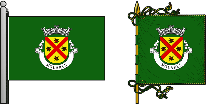 Bandeira e estandarte da antiga freguesia de Molares - Molares former civil parish, flag and banner Bandeira e estandarte da antiga freguesia de Molares - Molares former civil parish, flag and banner