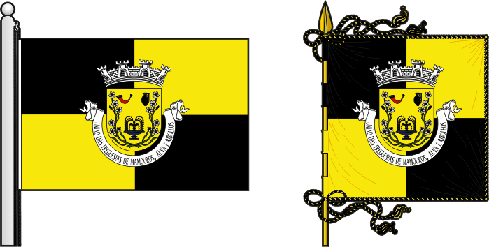 Bandeira e estandarte da União das freguesias de Mamouros, Alva e Ribolhos - Mamouros, Alva and Ribolhos civil parishes union flag and banner