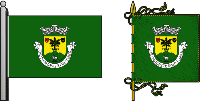 Bandeira e estandarte da União das freguesias de Rapa e Cadafaz - Rapa and Cadafaz civil parishes union flag and banner Bandeira e estandarte da União das freguesias de Rapa e Cadafaz - Rapa and Cadafaz civil parishes union flag and banner