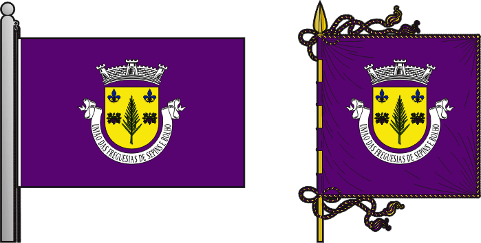 Bandeira e estandarte da União das freguesias de Sepins e Bolho - Sepins and Bolho civil parishes union flag and banner Bandeira e estandarte da União das freguesias de Sepins e Bolho - Sepins and Bolho civil parishes union flag and banner