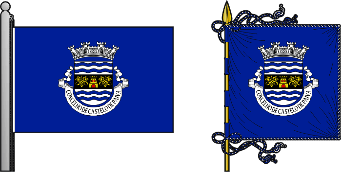 Bandeira e estandarte do Município de Castelo de Paiva - Castelo de Paiva municipal flag and banner