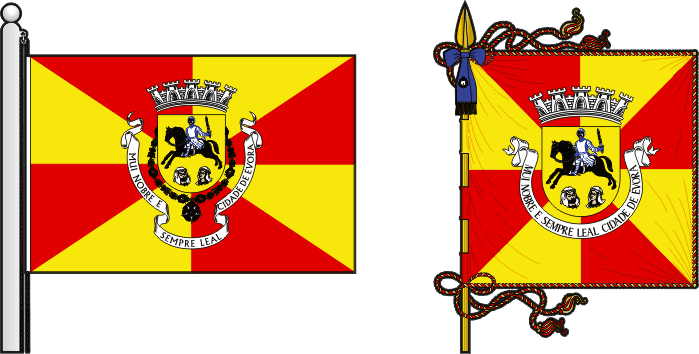 Bandeira e estandarte do Município de Évora - Évora municipal flag and banner Bandeira e estandarte do Município de Évora - Évora municipal flag and banner