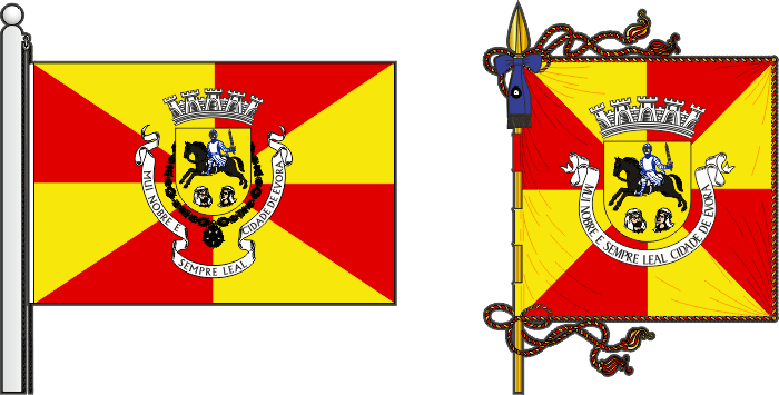 Bandeira e estandarte do Município de Évora - Évora municipal flag and banner Bandeira e estandarte do Município de Évora - Évora municipal flag and banner