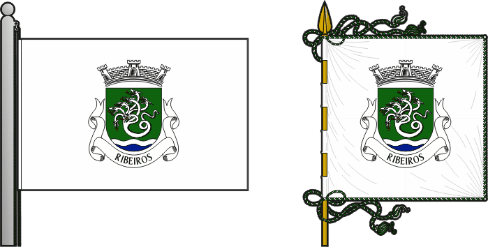 Bandeira e estandarte da freguesia de Ribeiros - Ribeiros civil parish, flag and banner