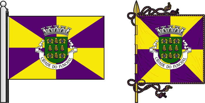Bandeira e estandarte do município do Funchal- Funchal municipal flag and banner Bandeira e estandarte do município do Funchal- Funchal municipal flag and banner