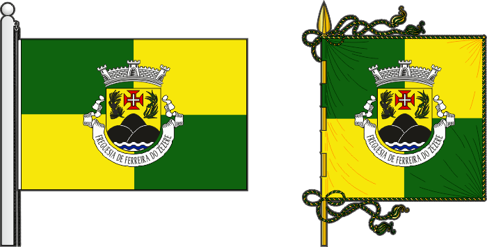 Bandeira e estandarte da freguesia de Ferreira do Zêzere - Ferreira do Zêzere civil parish, flag and banner