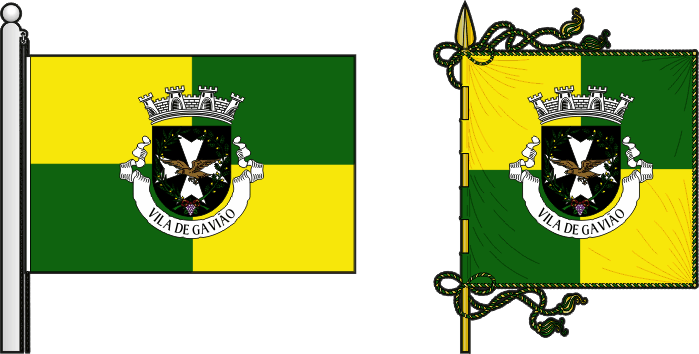 Bandeira e estandarte do município de Gavião - Gavião Municipality flag and banner