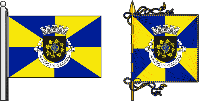 Bandeira e estandarte do Município de Gondomar - Gondomar municipal flag and banner Bandeira e estandarte do Município de Gondomar - Gondomar municipal flag and banner