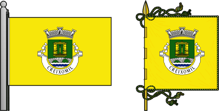 Bandeira e estandarte da freguesia de Creixomil - Creixomil civil parish, flag and banner Bandeira e estandarte da freguesia de Creixomil - Creixomil civil parish, flag and banner