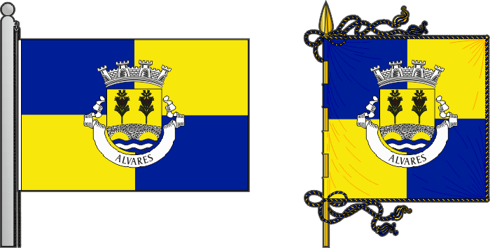 Bandeira e estandarte da freguesia de Alvares - Alvares civil parish, flag and banner Bandeira e estandarte da freguesia de Alvares - Alvares civil parish, flag and banner