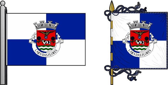 Bandeira e estandarte do Município das Lajes das Flores - Lajes das Flores municipal flag and banner Bandeira e estandarte do Município das Lajes das Flores - Lajes das Flores municipal flag and banner