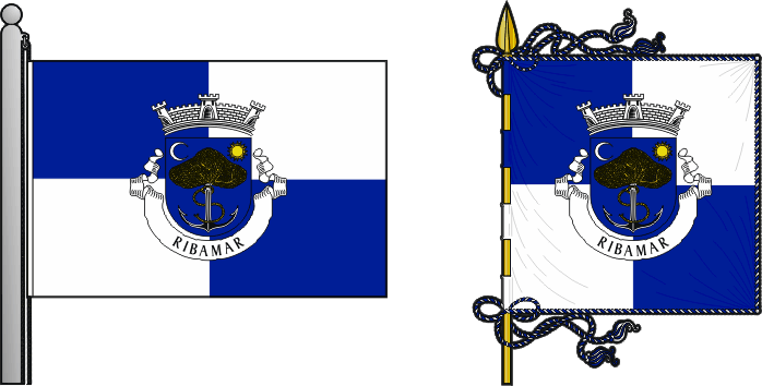 Bandeira e estandarte da freguesia de Ribamar - Ribamar civil parish, flag and banner Bandeira e estandarte da freguesia de Ribamar - Ribamar civil parish, flag and banner