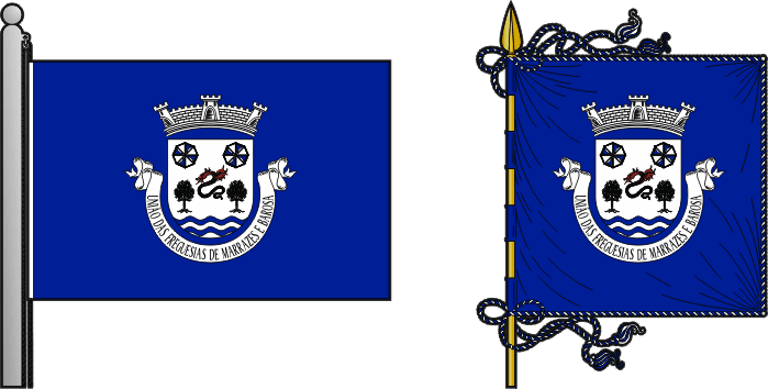 Bandeira e estandarte da União das freguesias de Marrazes e Barosa - Marrazes and Barosa civil parishes union flag and banner Bandeira e estandarte da União das freguesias de Marrazes e Barosa - Marrazes and Barosa civil parishes union flag and banner