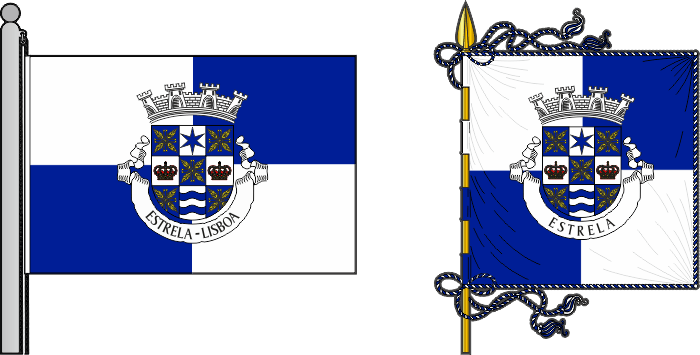 Bandeira e estandarte da Freguesia do Areeiro - Areeiro civil parish, flag and banner Bandeira e estandarte da Freguesia de Estrela - Estrela civil parish, flag and banner