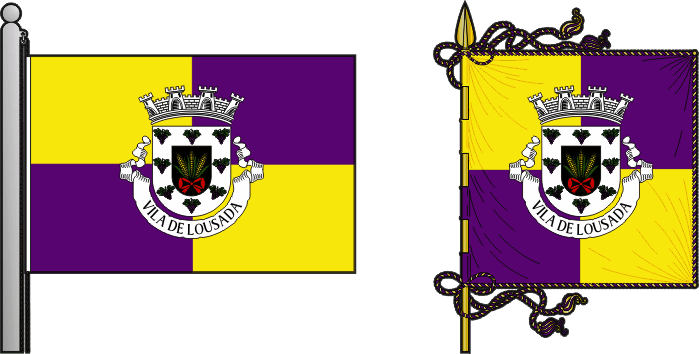 Bandeira e estandarte do município de Lousada - Lousada Municipality flag and banner