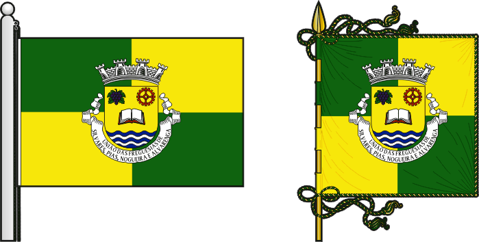 Bandeira e estandarte da União das freguesias de Silvares, Pias, Nogueira e Alvarenga - Silvares, Pias, Nogueira and Alvarenga civil parishes union flag and banner Bandeira e estandarte da União das freguesias de Silvares, Pias, Nogueira e Alvarenga - Silvares, Pias, Nogueira and Alvarenga civil parishes union flag and banner