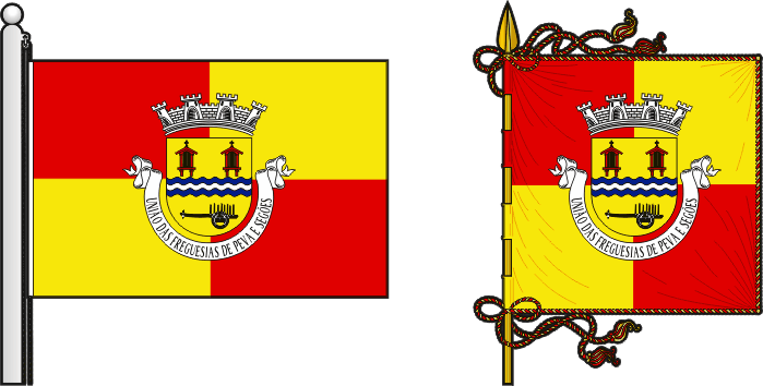 Bandeira e estandarte da União das freguesias de Peva e Segões - Peva and Segões civil parishes union flag and banner